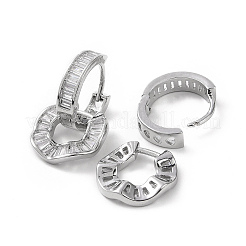 Clear Cubic Zirconia Donut Dangle Hoop Earrings&nbsp;EJEW-E277-01P