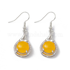 Gemstone Teardrop Dangle Earrings with Crystal Rhinestone&nbsp;EJEW-A092-02P