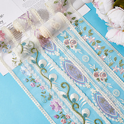 10 Yards 5 Colors Polycotton Embroidery Flower Lace Ribbon&nbsp;AJEW-CY0001-36