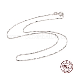 Rhodium Plated 925 Sterling Silver Box Chain Necklace for Women&nbsp;NJEW-M190-02B-P