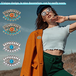 AHADEMAKER 4Pcs 2 Colors Colorful Rhinestone Horse Eye Brooch Pin&nbsp;JEWB-GA0001-08