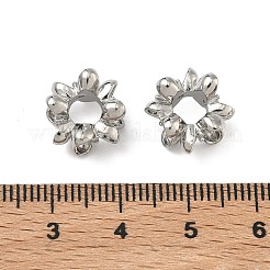 Flower Brass Clear Cubic Zirconia European Beads&nbsp;KK-D228-28P