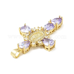 Rack Plating Brass Micro Pave Cubic Zirconia Pendants&nbsp;ZIRC-I059-15G-05