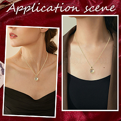 1Pc Alloy Glass Photo Frame Living Memory Floating Locket Pendant Rolo Chain Necklaces for Women&nbsp;NJEW-BM0001-01A