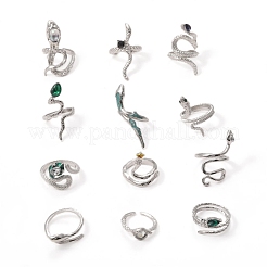 12Pcs Alloy Rhinestone Cuff Rings&nbsp;PW-WGFF40C-01
