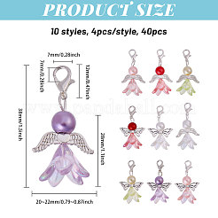 40Pcs 10 Styles Angel Acrylic & Glass Pearl Pendant Decoration&nbsp;HJEW-CA00017