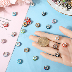 200Pcs 10 Colors Polymer Clay Rhinestone European Large Hole Beads with Silver Plated Brass Cores&nbsp;FPDL-SC0001-01