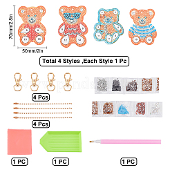 DIY 4Pcs Bear Diamond Painting Keychain Kits&nbsp;DIY-SC0016-89