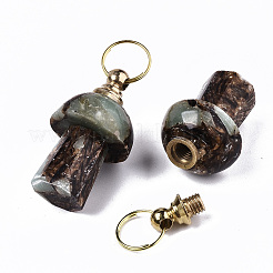 Assembled Synthetic Bronzite and Aqua Terra Jasper Openable Perfume Bottle Pendants&nbsp;LS-G-S366-057B