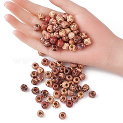 Printed Wood European Beads&nbsp;WOOD-YW0001-10