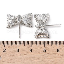Brass with Clear Cubic Zirconia Stud Earring Findings&nbsp;KK-G491-56P