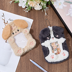 2Pcs 2 Styles Cute Animals Plush Photocard Holder with Plastic Ball Chain&nbsp;HJEW-SC0003-19