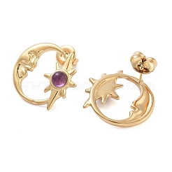 304 Stainless Steel Moon Stud Earrings&nbsp;EJEW-I314-01D