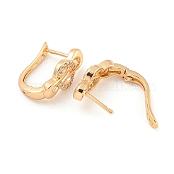 Brass Micro Pave Clear Cubic Zirconia Hoop Earrings&nbsp;EJEW-A107-01B-KCG