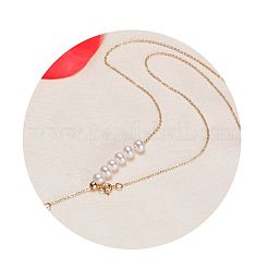 Natural Freshwater Pearl Beaded Teardrop Tassel Brass Lariat Necklaces for Women&nbsp;WG56F2F-01
