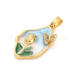 Brass Enamel Pendants&nbsp;KK-Z084-15G-03