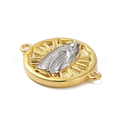 Rack Plating Brass Flat Round Connector Charms&nbsp;KK-P261-04P