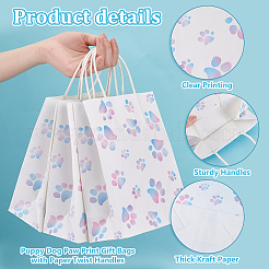 Rectangle with Paw Print Pattern Paper Storage Bags with Handle&nbsp;ABAG-WH0046-39B