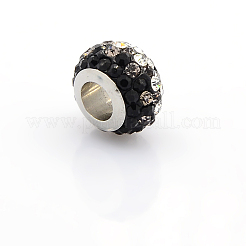 304 Stainless Steel Polymer Clay Rhinestone European Beads&nbsp;CPDL-J017-02