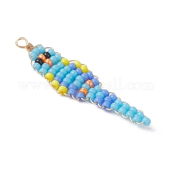5Pcs Glass Seed Beaded Pendants&nbsp;PALLOY-MZ01239