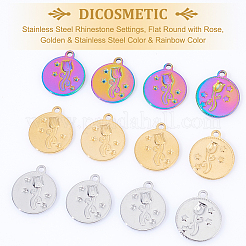 24Pcs 3 Colors 304 Stainless Steel Rhinestone Settings&nbsp;STAS-DC0010-54