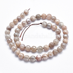 Electroplate Natural Sunstone Beads Strands&nbsp;G-K256-17-8mm