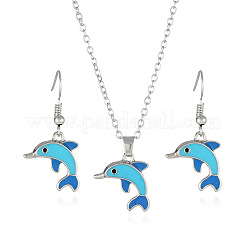 Alloy Enamel Pendant Necklaces & Dangle Earrings Sets&nbsp;FS-WGBC05C-07