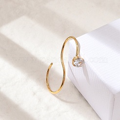 S-shape 304 Stainless Steel Cubic Zirconia Double Cuff Rings for Unisex&nbsp;RJEW-Q007-05G