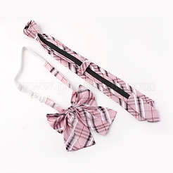 Preppy Style Women's Adjustable Polyester Bowknot Bow Tie and Zipper Neckties Set&nbsp;AJEW-WH0113-29B