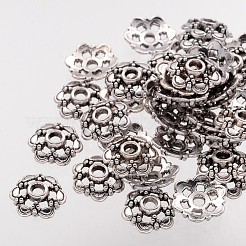 6-Petal Filigree Flower Tibetan Silver Bead Caps&nbsp;X-AA0502-NF
