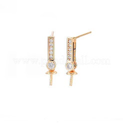 Brass Micro Pave Clear Cubic Zirconia Stud Earring Findings&nbsp;KK-S364-049