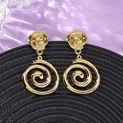 304 Stainless Steel Vortex Spiral Dangle Stud Earrings&nbsp;EJEW-L304-01G