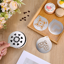 4Pcs 4 Styles 304 Stainless Steel Coffee Latte Mold&nbsp;AJEW-GF0012-40B