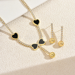 Heart-shaped Brass Cubic Zirconia Necklaces & Earrings Sets for Women&nbsp;UE8340
