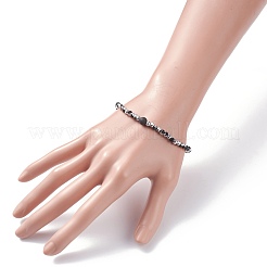 Natural  Lava Rock Essential Oil Stretch Bracelet with Glass for Women&nbsp;BJEW-JB07661
