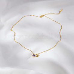 Stainless Steel Pace Purple Cubic Zirconia Birthstone Zodiac Aquarius Pendant Necklaces for Women&nbsp;ZA6688-3