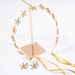 Starfish Alloy Crystal Rhinestone Hairband & Stud Earrings Sets&nbsp;FS-WGF7E24-01