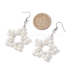 Star ABS Plastic Imitation Pearl Beaded Dangle Earrings&nbsp;EJEW-JE06329