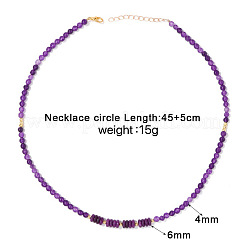 Adjustable 4MM Round Natural Amethyst Graduated Beaded Necklaces with Heishi Beads for Women Elegant Fashion Jewelry Gift&nbsp;RG0808-1