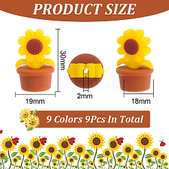 9Pcs 9 Colors Sunflower Silicone Beads&nbsp;SIL-CA0002-70