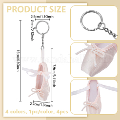 4Pcs 4 Colors Ballet Shoes Polyester Keychains&nbsp;KEYC-GA0001-55