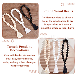 6Pcs 3 Colors Wood Tassels Pendant Decorations&nbsp;HJEW-OC00016