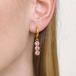 304 Stainless Steel Pave Cubic Zirconia Hoop Dangle Earrings for Women&nbsp;ZA8578-2