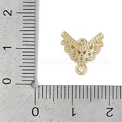 Brass Clear Cubic Zirconia V Shaped Connector Charms&nbsp;KK-I719-04G