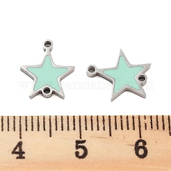 304 Stainless Steel Aquamarine Enamel Connector Charms&nbsp;STAS-Z078-14P