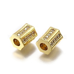 Brass Micro Pave Cubic Zirconia European Beads&nbsp;KK-Z100-07G
