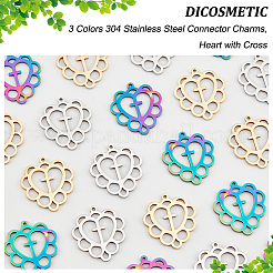24Pcs 3 Colors 304 Stainless Steel Pendants&nbsp;STAS-DC0012-02