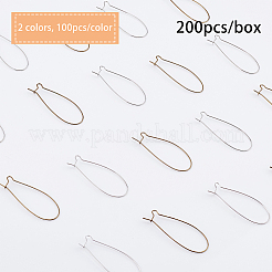 Brass Hoop Earrings Findings Kidney Ear Wires&nbsp;KK-FH0001-45-NR