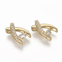 Brass Micro Pave Clear Cubic Zirconia Charms&nbsp;ZIRC-T011-19G-NF