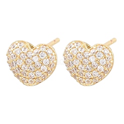 Brass Micro Pave Clear Cubic Zirconia Stud Earrings&nbsp;EJEW-G471-31G-03